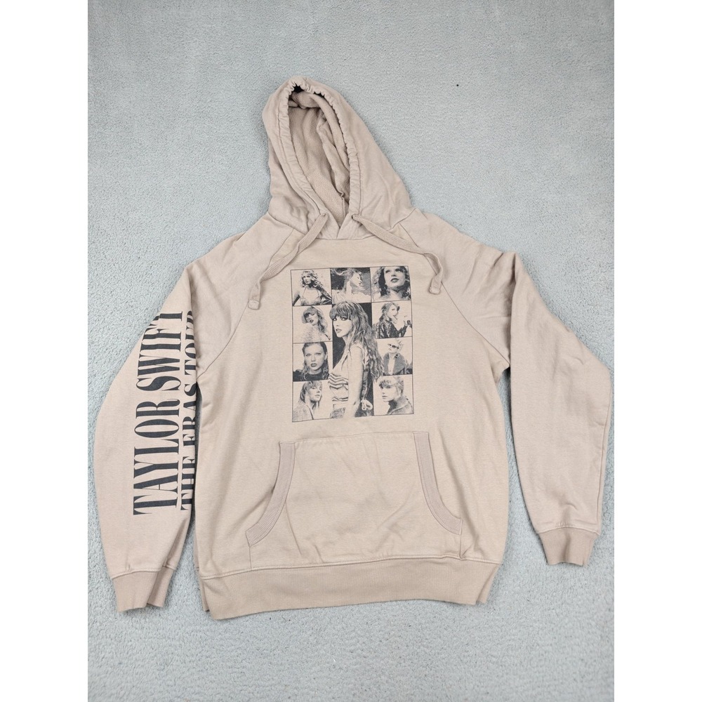 Taylor Swift The Eras Tour Hoodie Mens Large‎ Beige Graphic Fleece Pullover